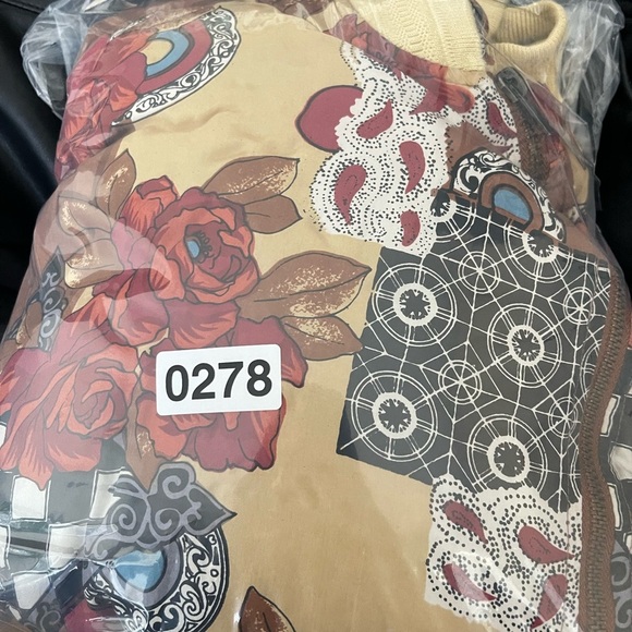 Vintage 90's FUDA International Floral Boho Abstract Silk Bomber Jacket Unisex L - Picture 12 of 12